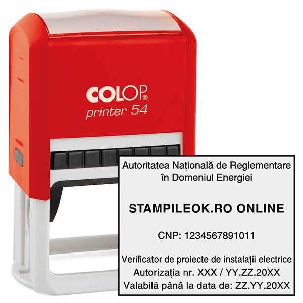 Stampile ANRE Verificator Proiecte Colop Printer P54 Dimensiuni 50 x 40 mm