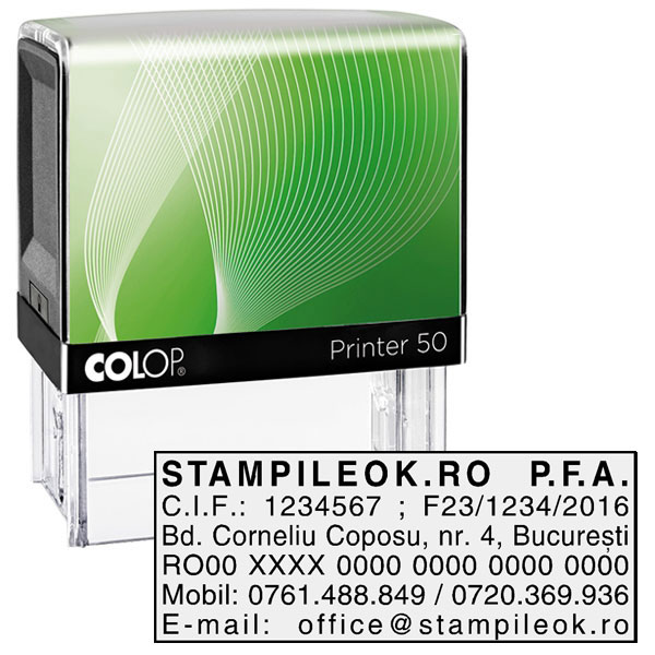 Stampila PFA Colop Printer 50 Dimensiune 69 x 30 mm